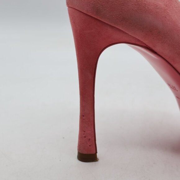 Yves Saint Laurent Women's Size EU 37.5 Light Pink Suede Peep Toe Platform Pumps - Picture 10 of 11